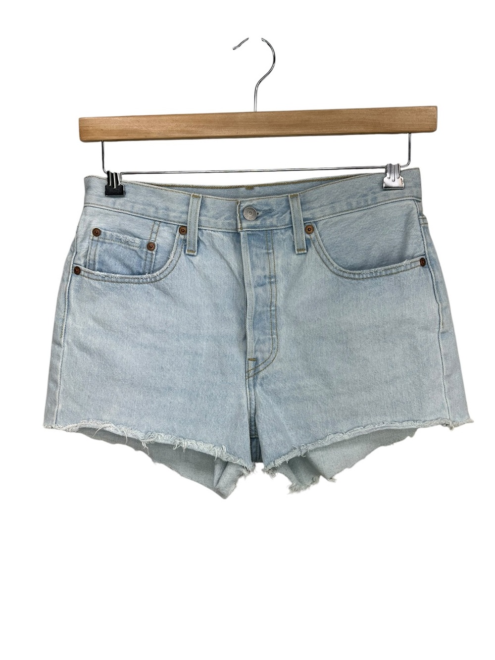 Levis 501 Light Denim Button Fly Cut Off Shorts W28